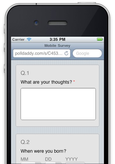 survey with mobile theme